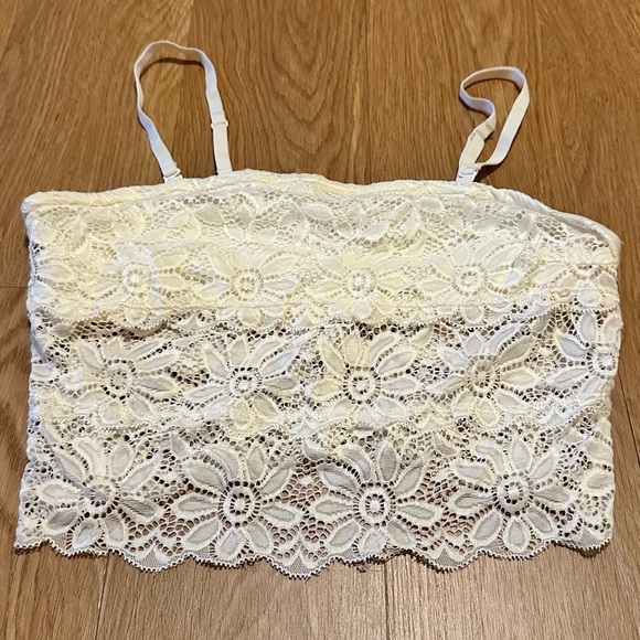 SO Tops - SO Cream Lace tank Top off white/ cream cropped cover up